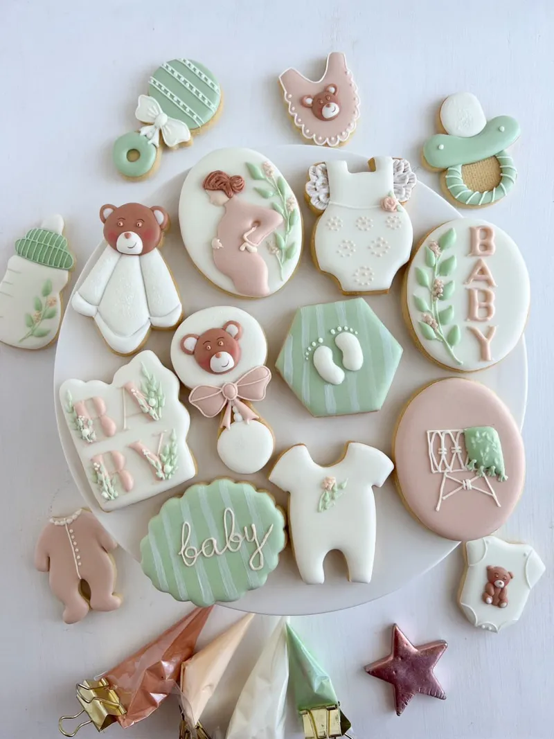 Grün-Rosa Baby-Shower-Set
