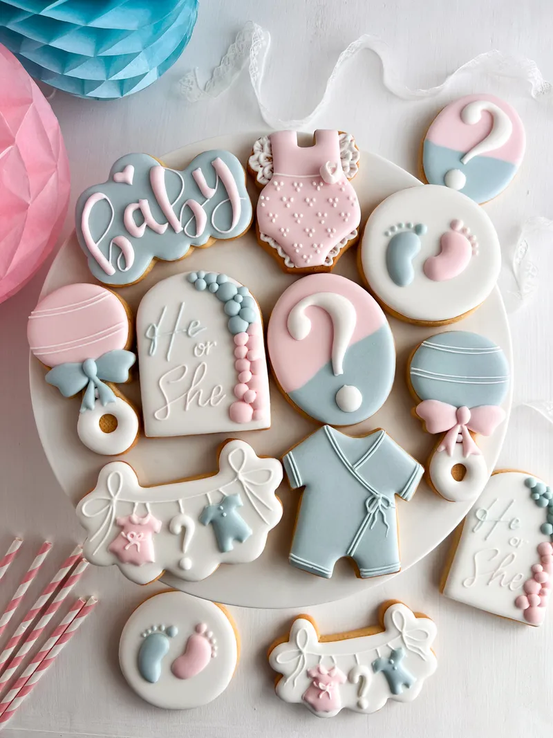 Cookies und Lebkuchen für Baby-Shower