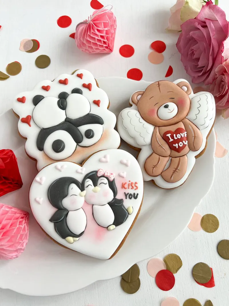 Cookies- und Lebkuchen-Sets für Valentinstag
